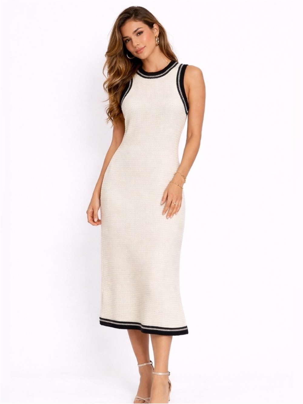 House Of Harlow Sleeveless Cream Chunky Knit Dress NWT Small